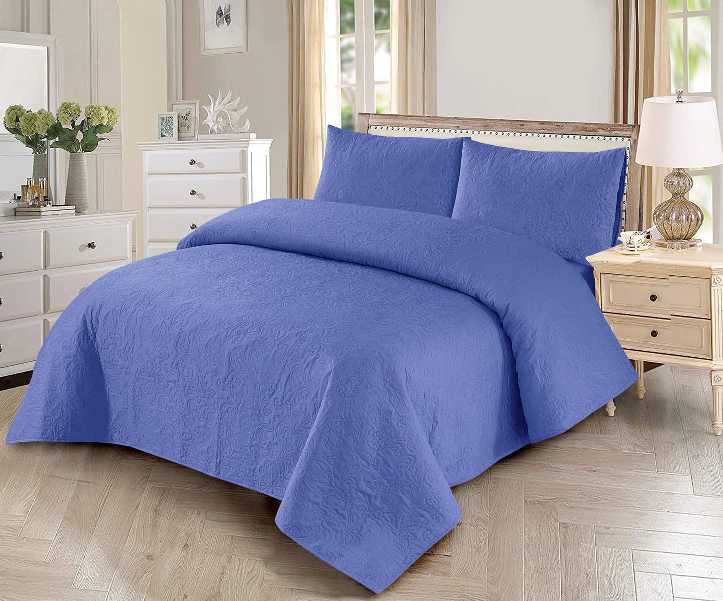 3 PCs Rich Blue Dyed Bedsheet