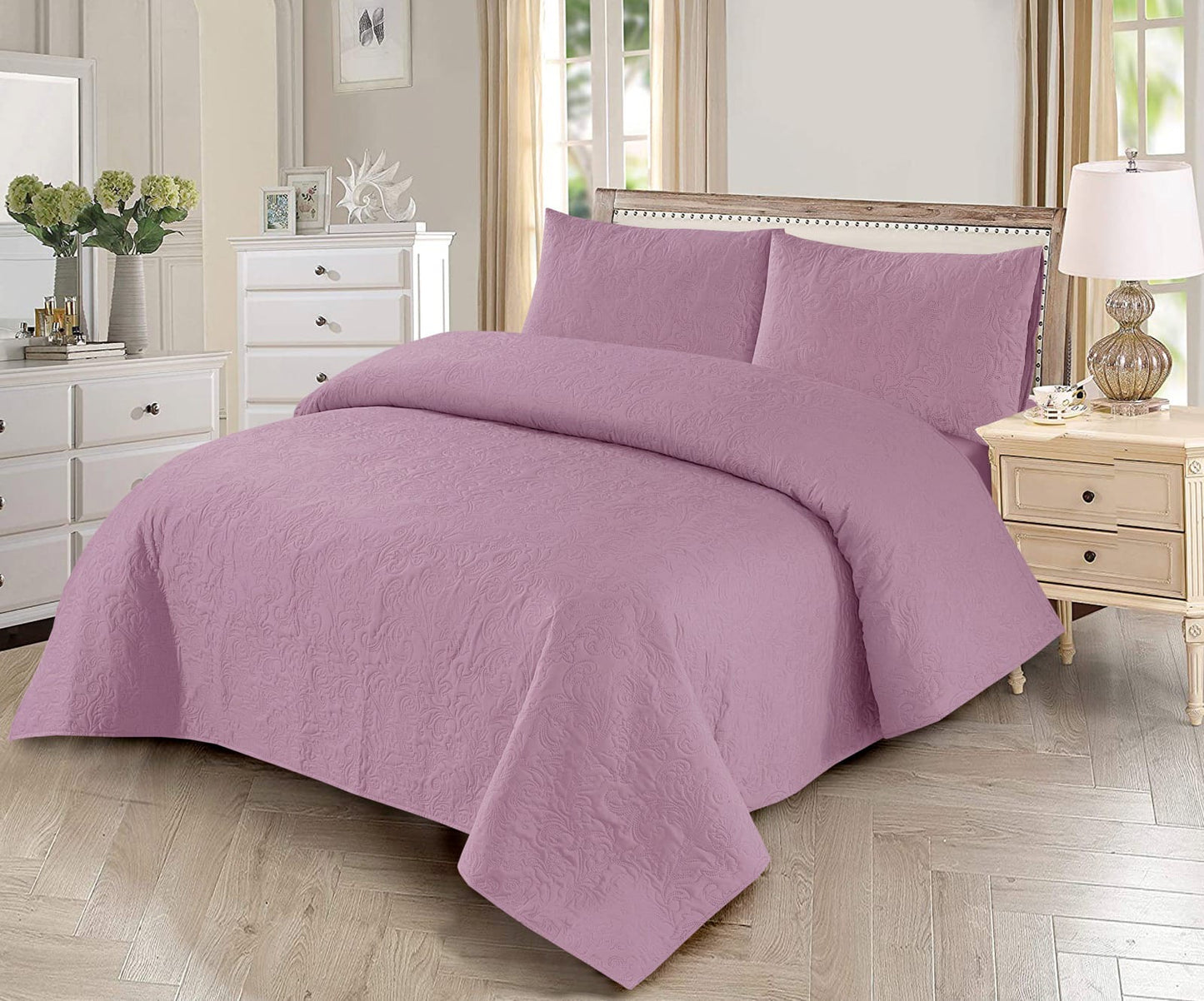 3 PCs Pink Dyed Bedsheet