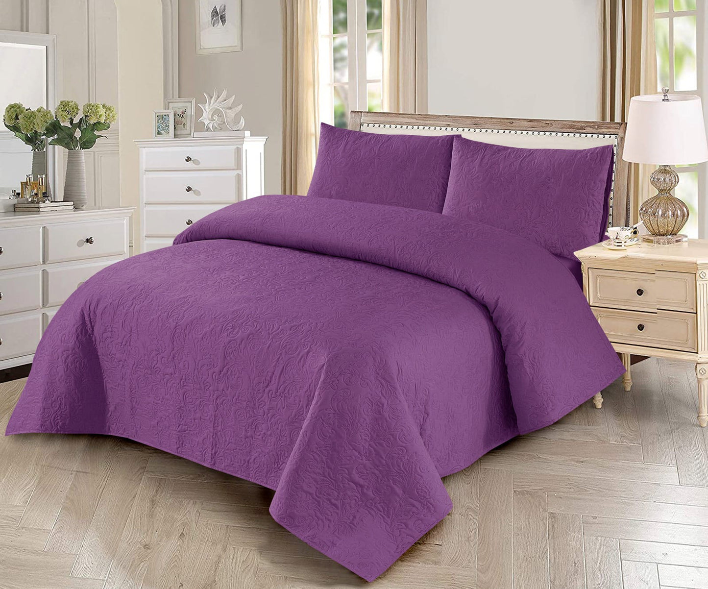 3 PCs Purple Dyed Bedsheet