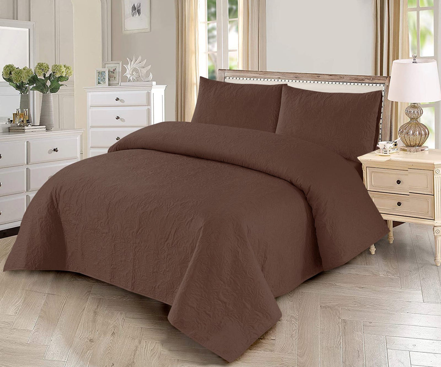 3 PCs Brown Dyed Bedsheet