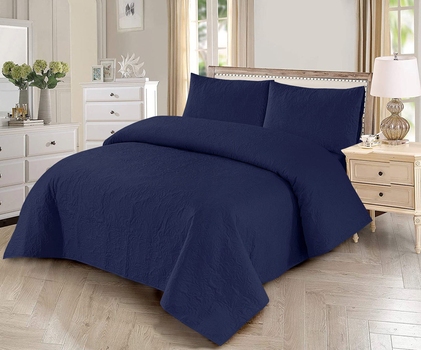 3 PCs Dark Blue Dyed Bedsheet