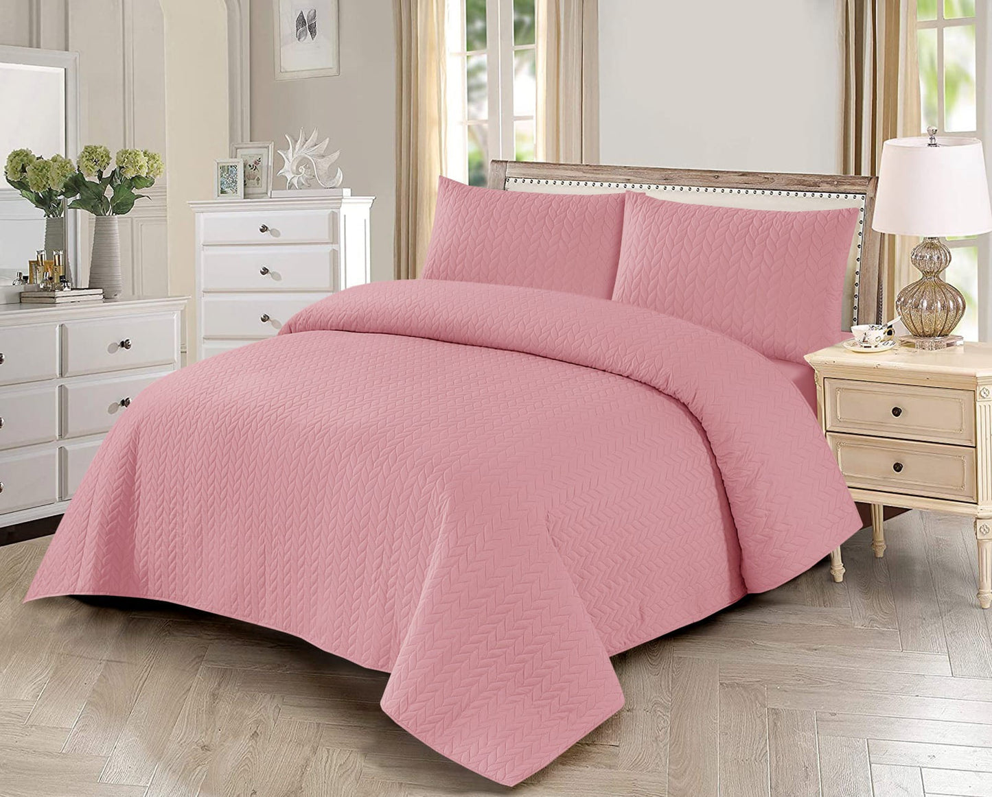 3 PCs Soft pink Dyed Bedsheet