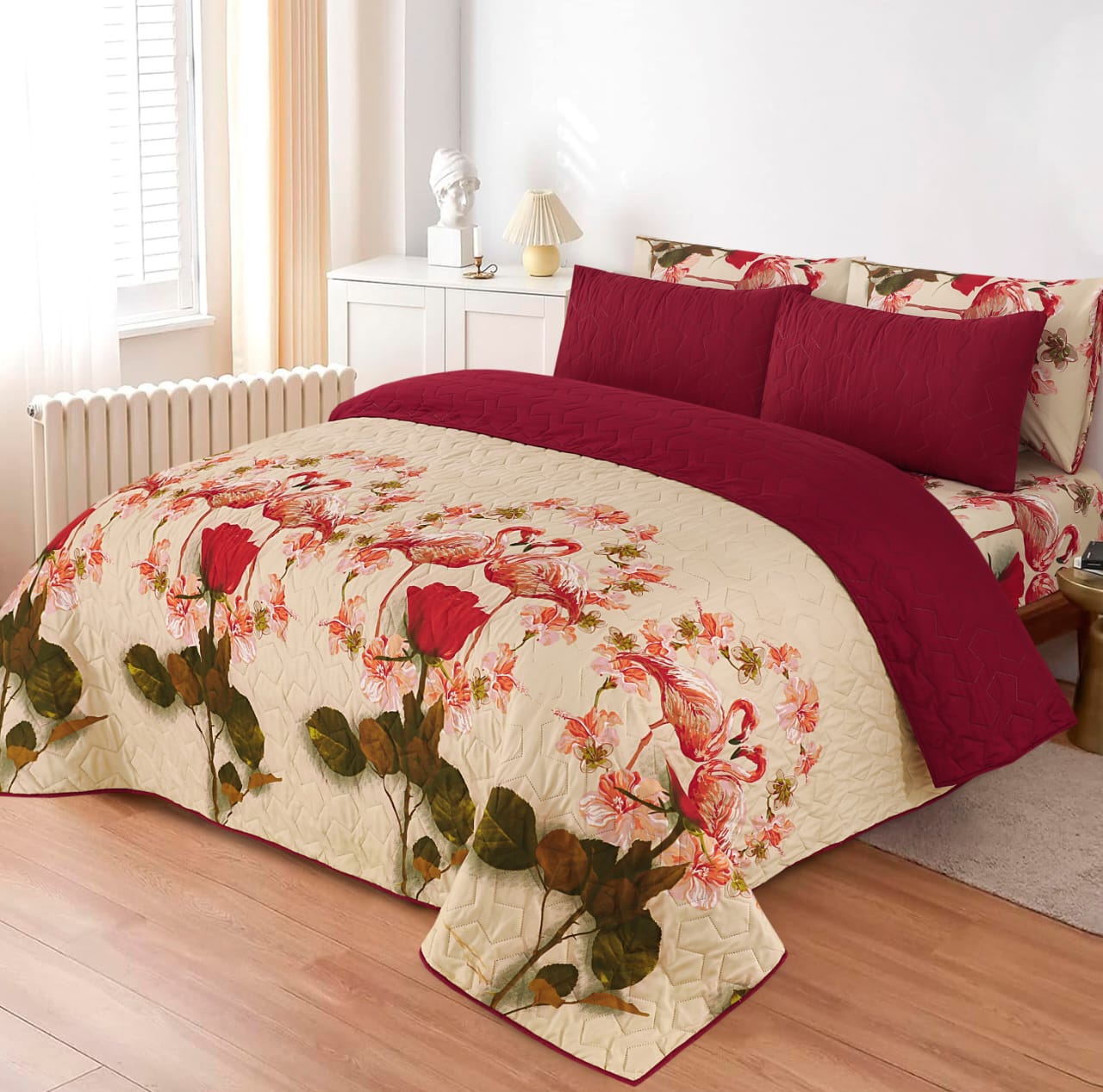 Teal Mosaic Bloom 6-Piece Printed Bedspread Set