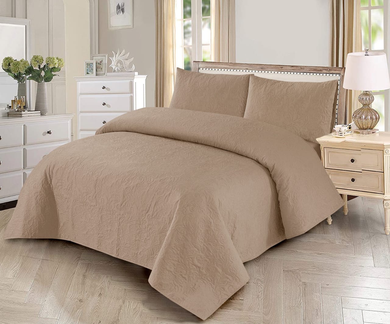 3 PCswarm beige Dyed Bedsheet