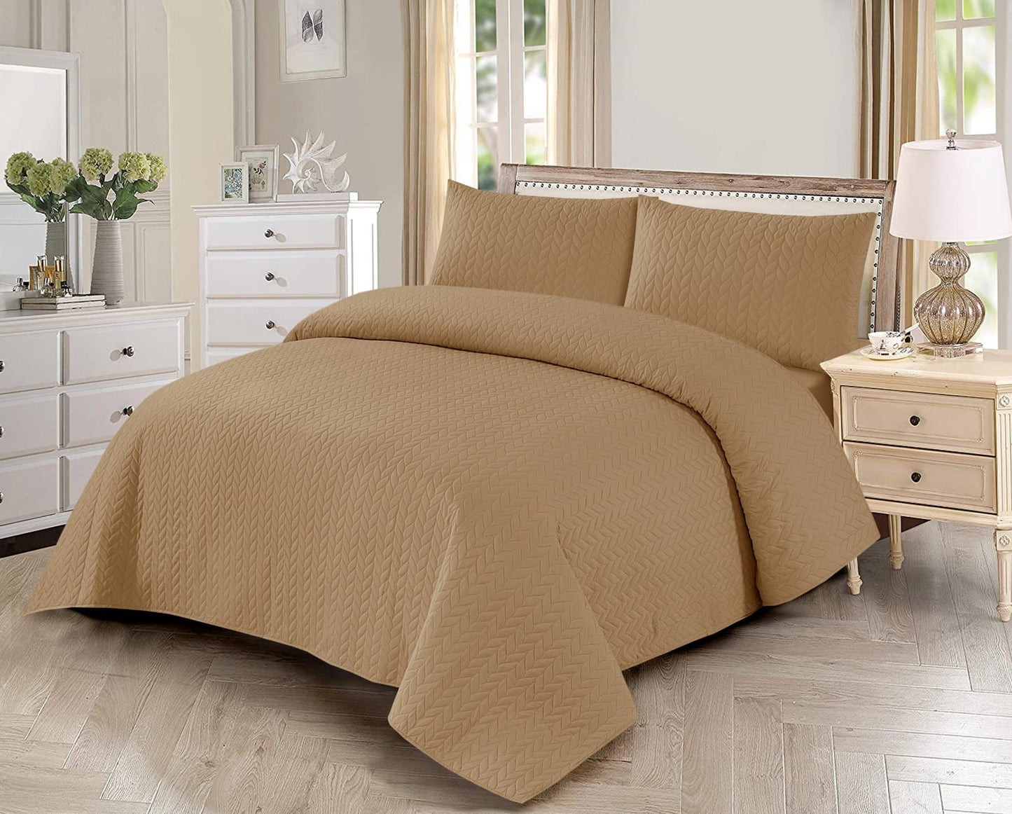 3 PCs warm taupe Dyed Bedsheet
