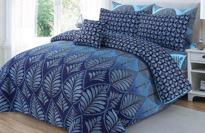 Royal Indigo Leaves 7 Pcs Printed bedsheet