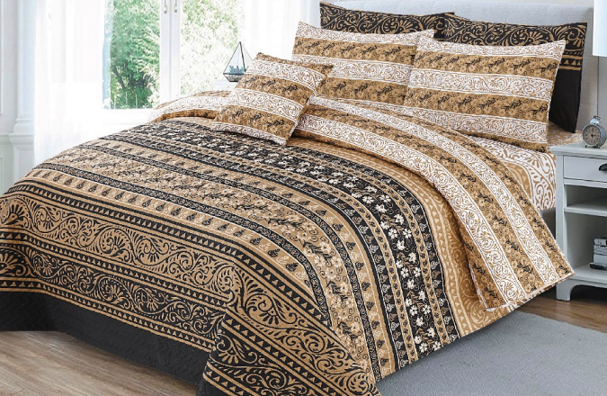Golden Heritage Stripes 7 Pcs Printed bedsheet