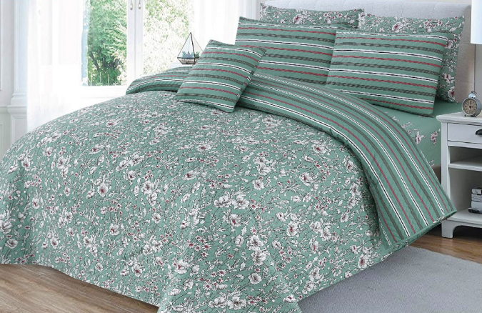 Mint Blossom Serenity 7 Pcs Printed bedsheet