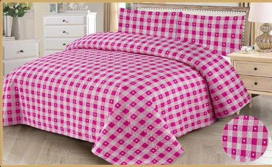 Regal 3-Piece Rose Quartz Embroidered Printed Bedsheet Set - Opulent Layered Bedding