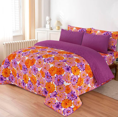 Magenta Floral  Bloom 6-Piece Printed Bedspread Set
