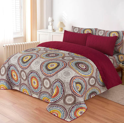Ivory Circle Elegance 6-Piece Printed Bedspread Set