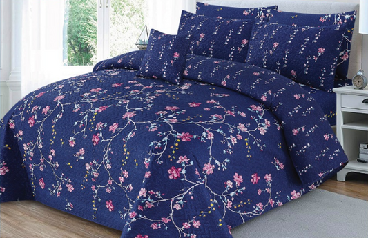 Midnight Blossom Elegance 7 Pcs Printed bedsheet