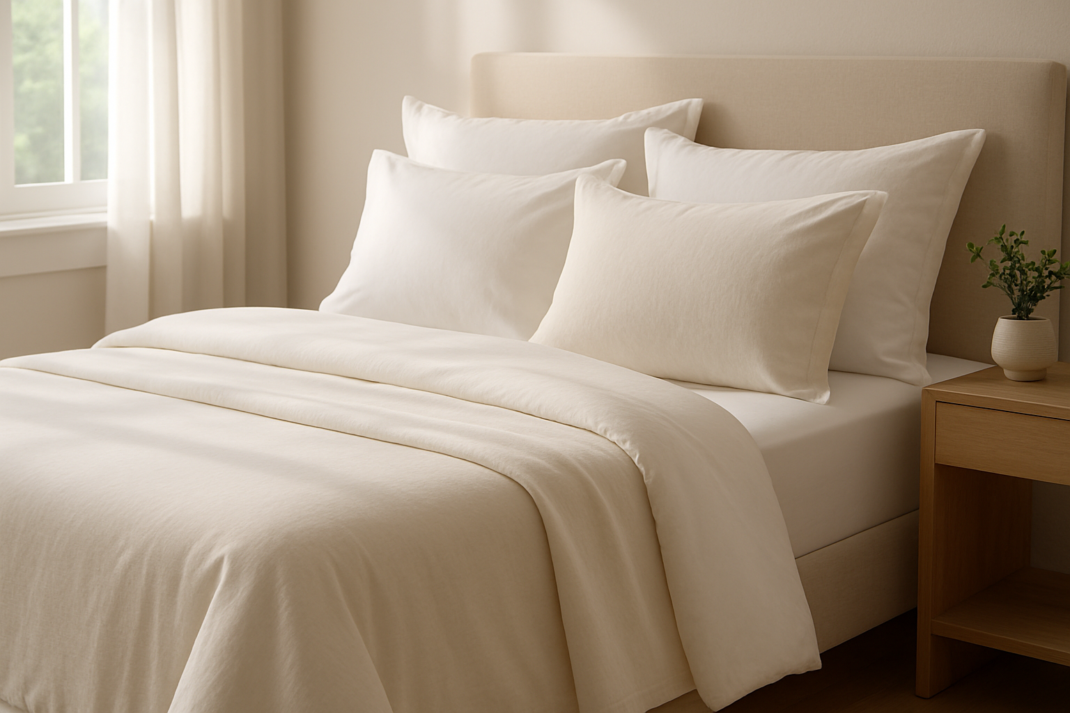 Create an image for our brand for our story section. We sell bedsheets. It must be aesthetic and realistic